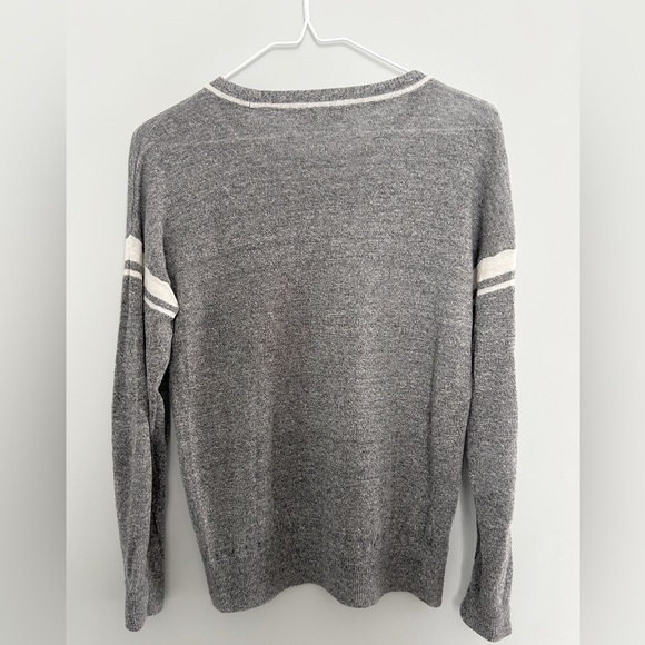 Madewell Varsity Inset Stripe Grey Linen Sweater, Size XS - Picture 3 of 8